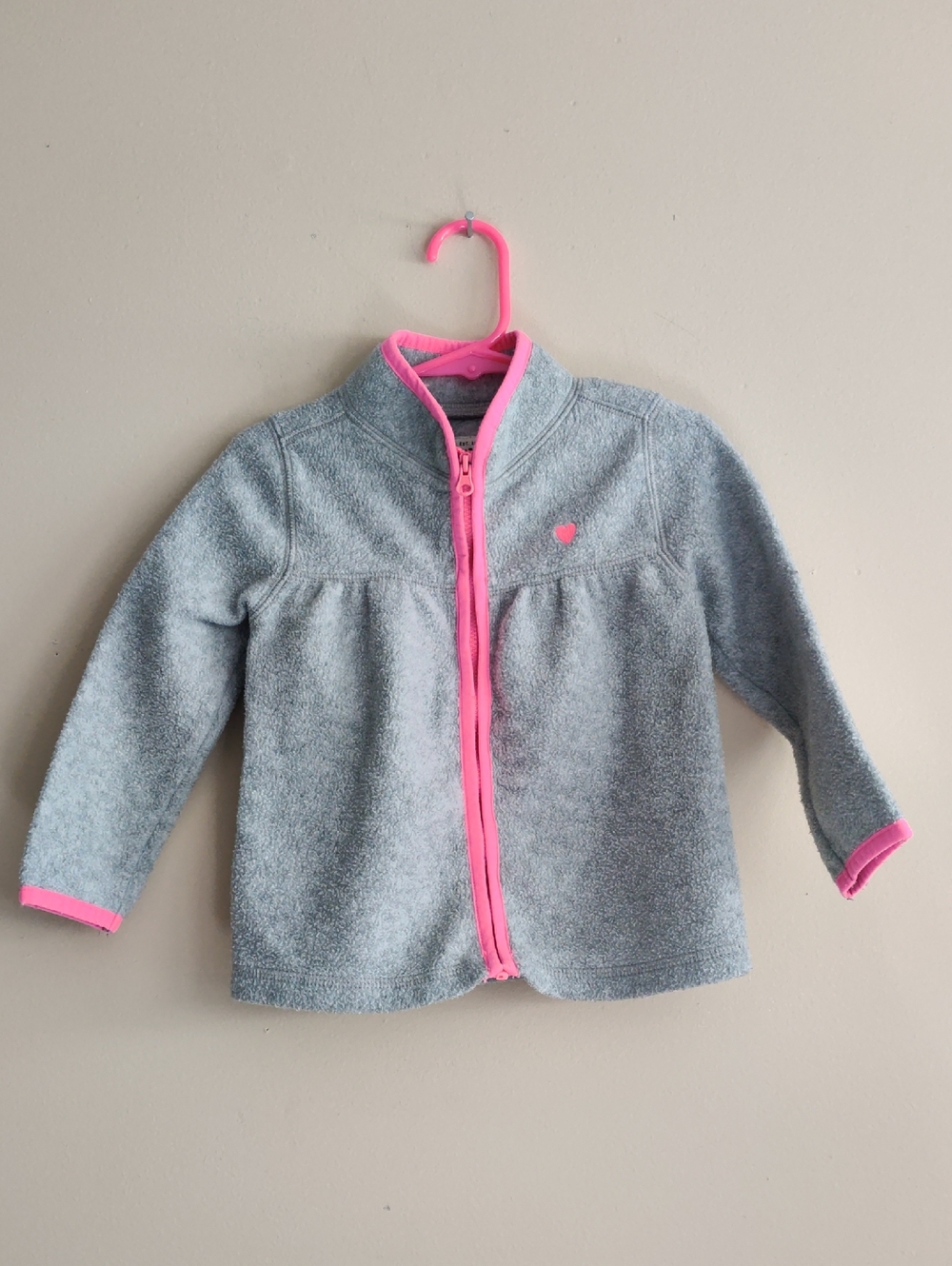 OshKosh B'gosh Girl Gray Fleece Jacket with Pink Trim Size 3T